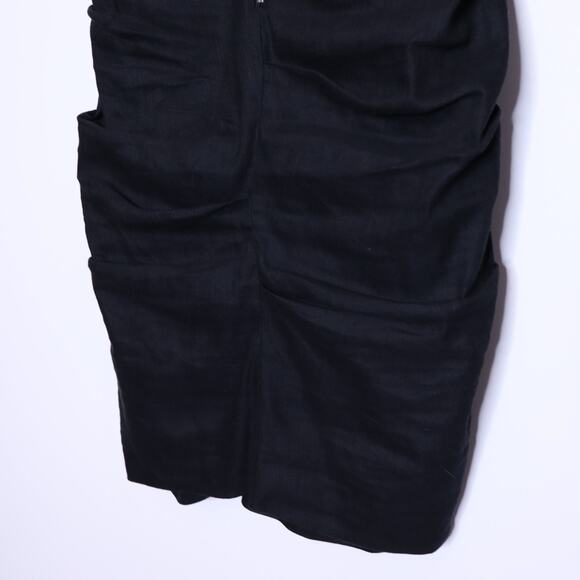 NICOLE MILLER COLLECTION Linen Slouch Dress Black Zip Front Women's 6 - Picture 5 of 13